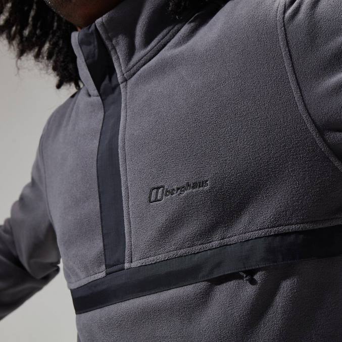 Berghaus moški aslam flis z mikro polovično zadrgo 6JTH151 oblačila siva/črna