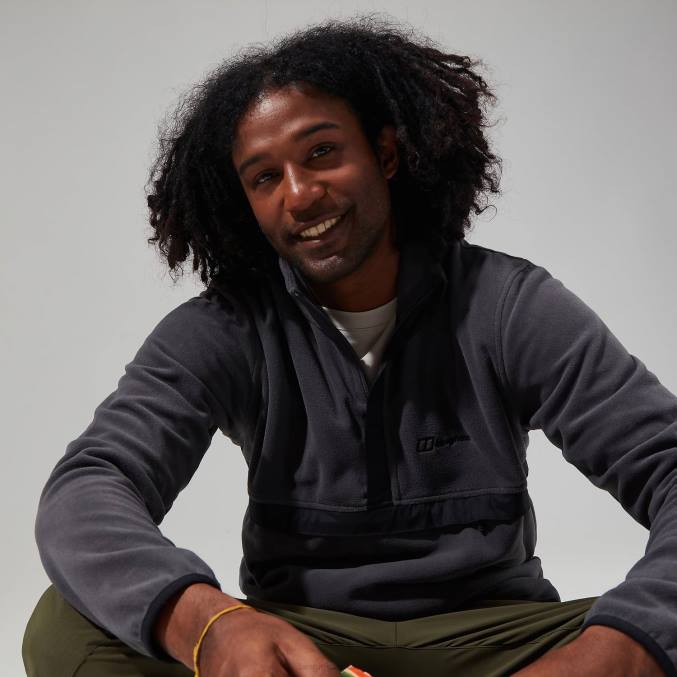 Berghaus moški aslam flis z mikro polovično zadrgo 6JTH151 oblačila siva/črna