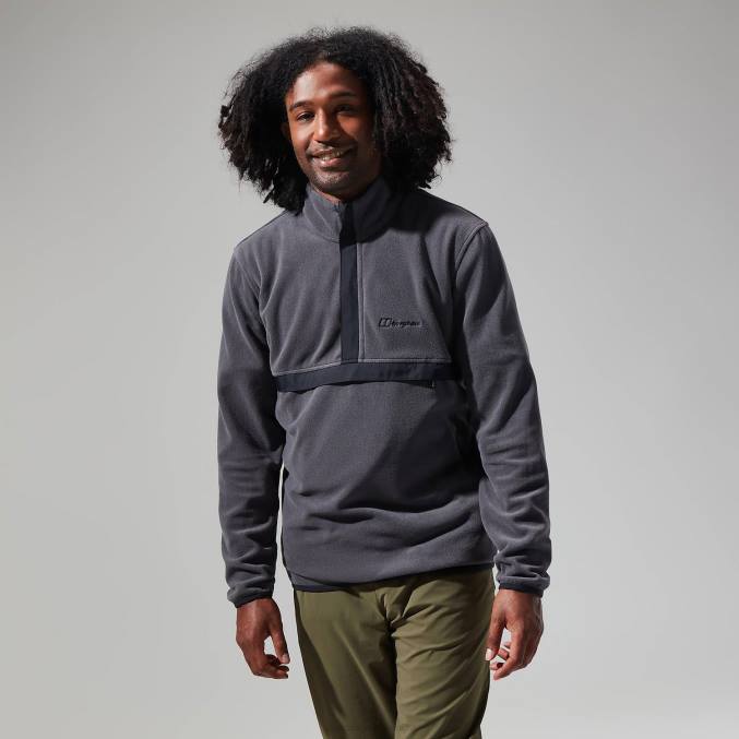 Berghaus moški aslam flis z mikro polovično zadrgo 6JTH151 oblačila siva/črna