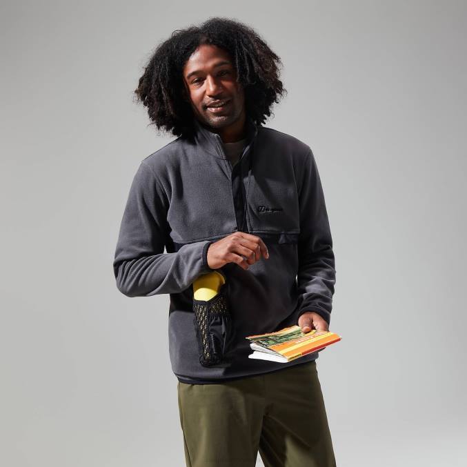 Berghaus moški aslam flis z mikro polovično zadrgo 6JTH151 oblačila siva/črna