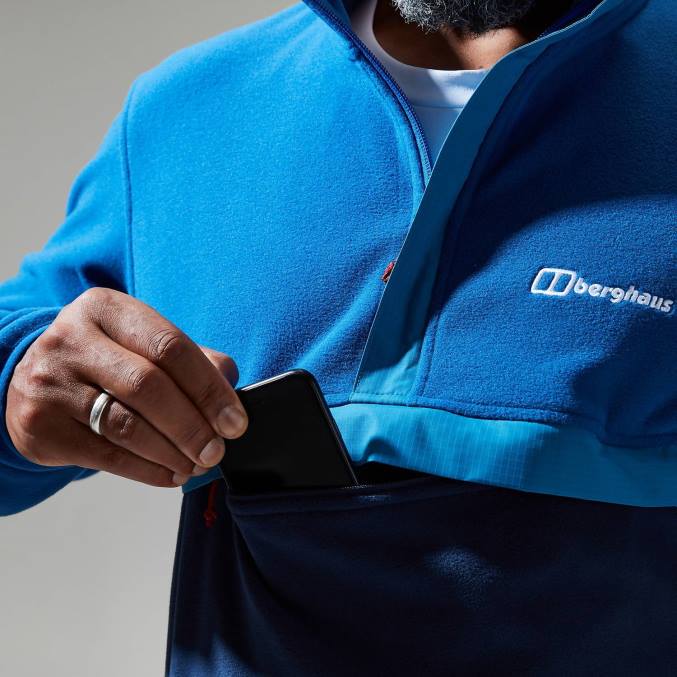 Berghaus moški aslam flis z mikro polovično zadrgo 6JTH152 oblačila modra/temno modra