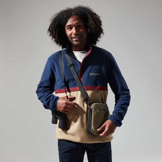 Berghaus moški aslam flis z mikro polovično zadrgo 6JTH153 oblačila temno modra/naravna