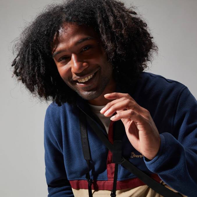 Berghaus moški aslam flis z mikro polovično zadrgo 6JTH153 oblačila temno modra/naravna