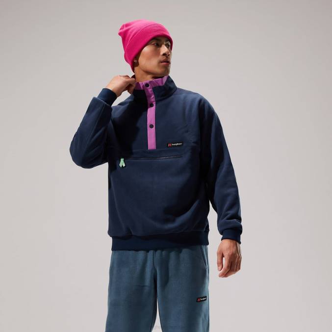 Berghaus moški polarplus crew flis 6JTH158 oblačila temno modra/vijolična