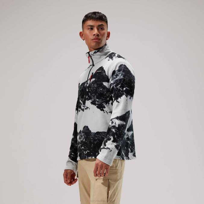 Berghaus moški prism print trango flis s polzadrgo 6JTH137 oblačila siva/črna