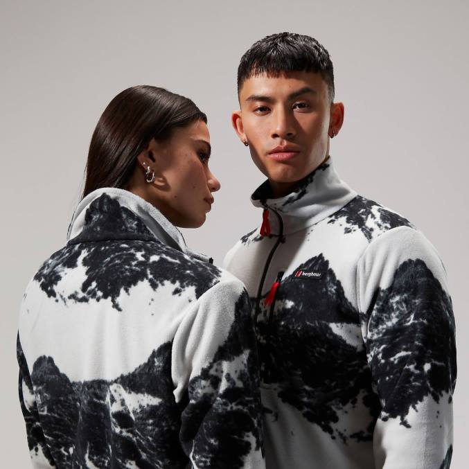 Berghaus moški prism print trango flis s polzadrgo 6JTH137 oblačila siva/črna