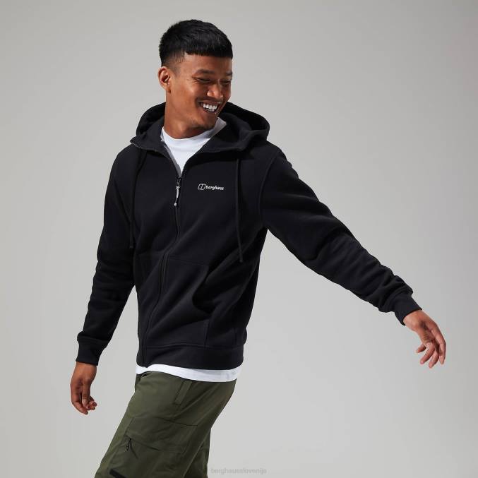 Berghaus moški pulover s kapuco s polno zadrgo in logotipom 6JTH142 oblačila Črna