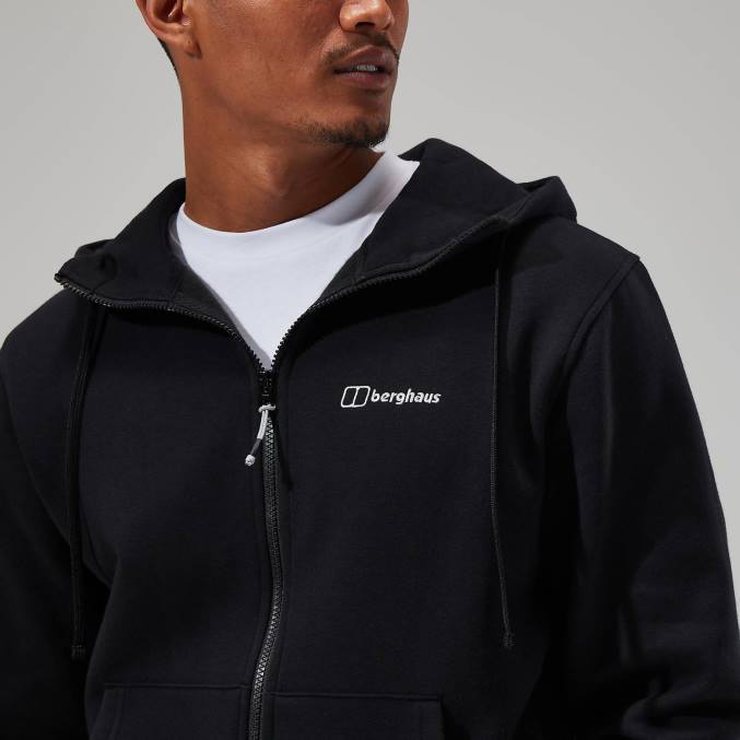 Berghaus moški pulover s kapuco s polno zadrgo in logotipom 6JTH142 oblačila Črna