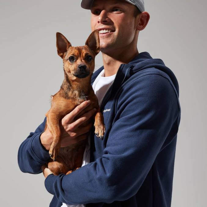 Berghaus moški pulover s kapuco s polno zadrgo in logotipom 6JTH143 oblačila modra