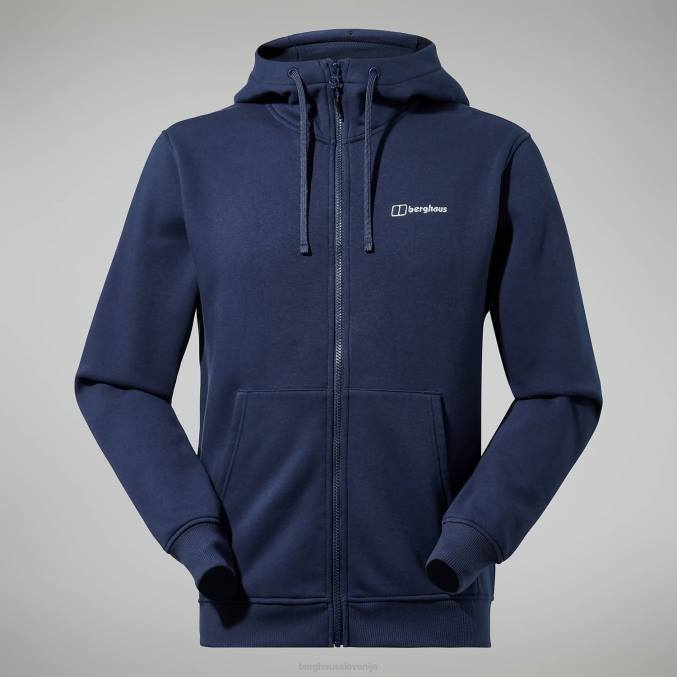 Berghaus moški pulover s kapuco s polno zadrgo in logotipom 6JTH143 oblačila modra