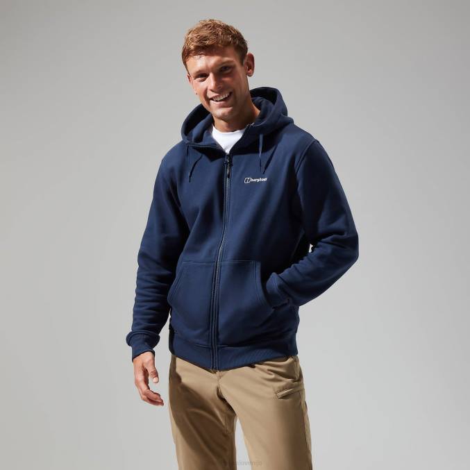 Berghaus moški pulover s kapuco s polno zadrgo in logotipom 6JTH143 oblačila modra