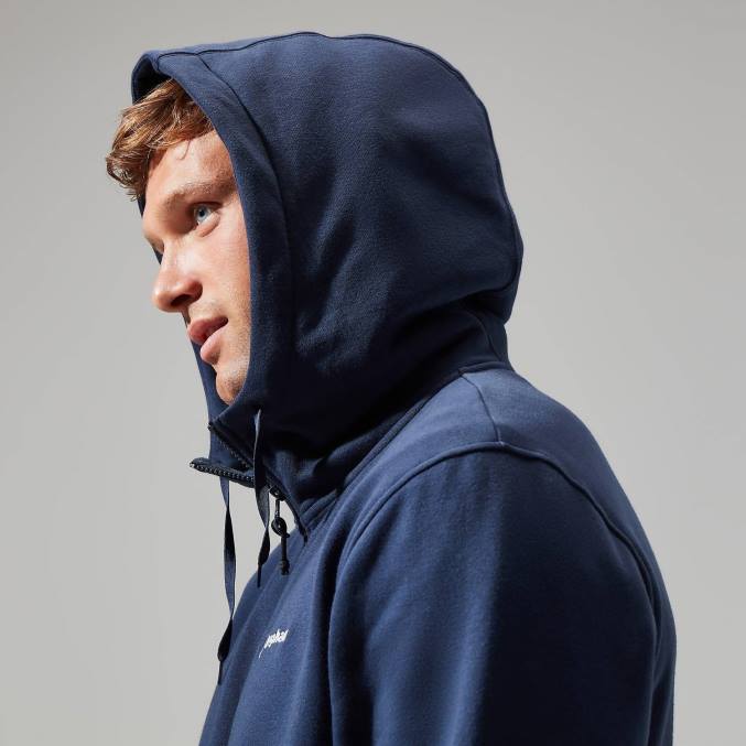 Berghaus moški pulover s kapuco s polno zadrgo in logotipom 6JTH143 oblačila modra