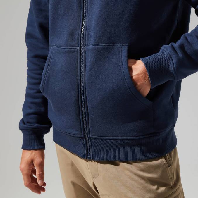 Berghaus moški pulover s kapuco s polno zadrgo in logotipom 6JTH143 oblačila modra