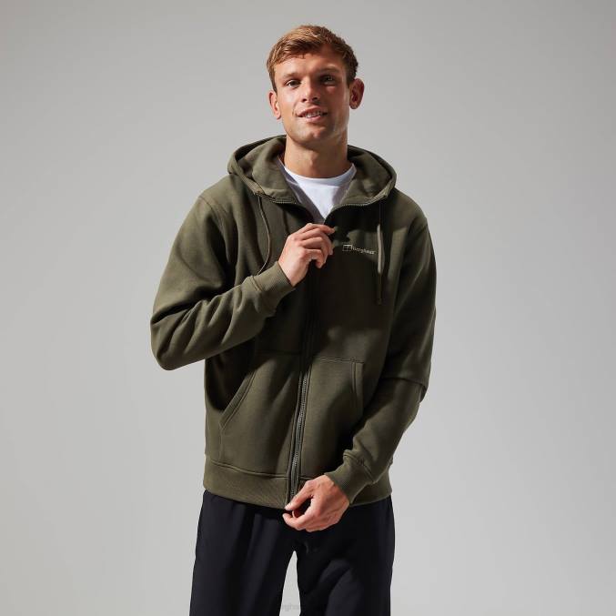 Berghaus moški pulover s kapuco s polno zadrgo in logotipom 6JTH148 oblačila temno zelena