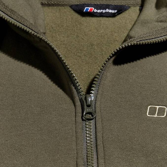 Berghaus moški pulover s kapuco s polno zadrgo in logotipom 6JTH148 oblačila temno zelena