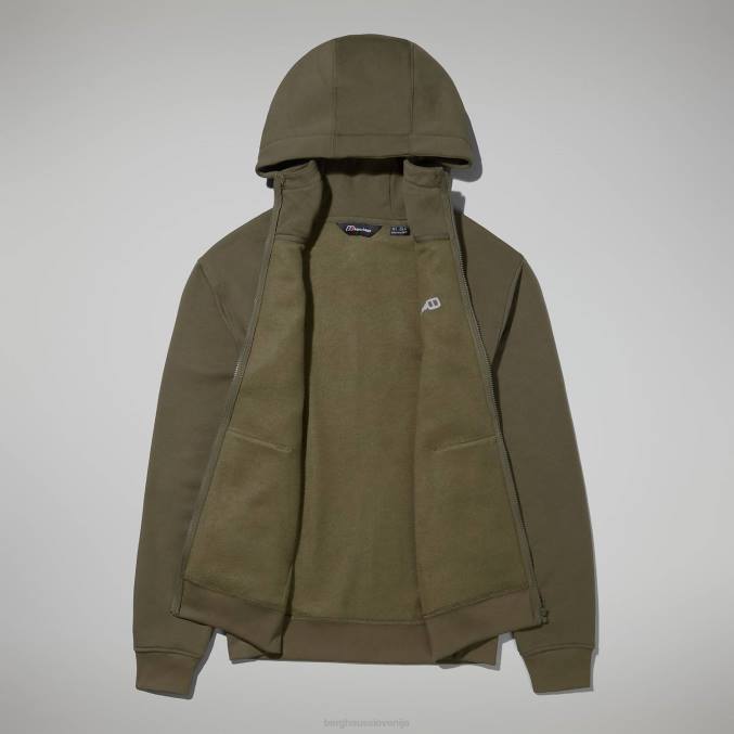 Berghaus moški pulover s kapuco s polno zadrgo in logotipom 6JTH148 oblačila temno zelena
