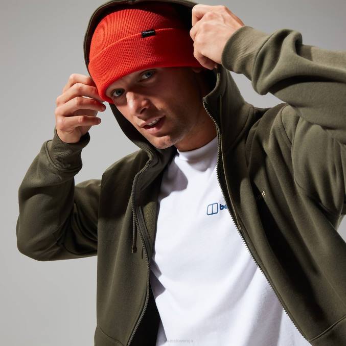 Berghaus moški pulover s kapuco s polno zadrgo in logotipom 6JTH148 oblačila temno zelena
