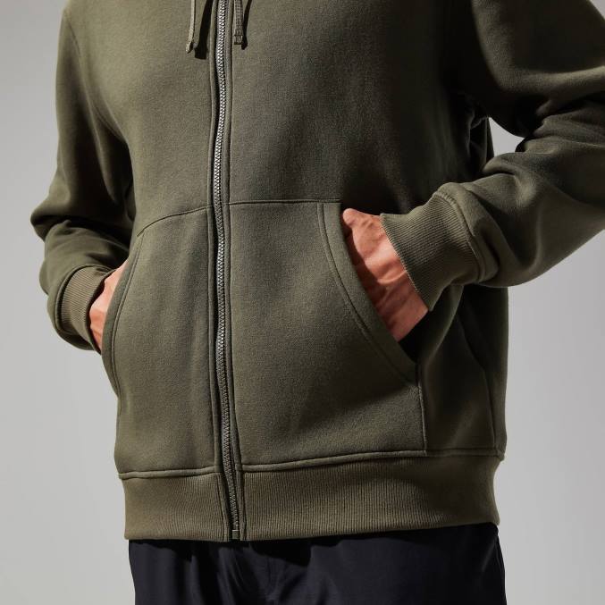 Berghaus moški pulover s kapuco s polno zadrgo in logotipom 6JTH148 oblačila temno zelena