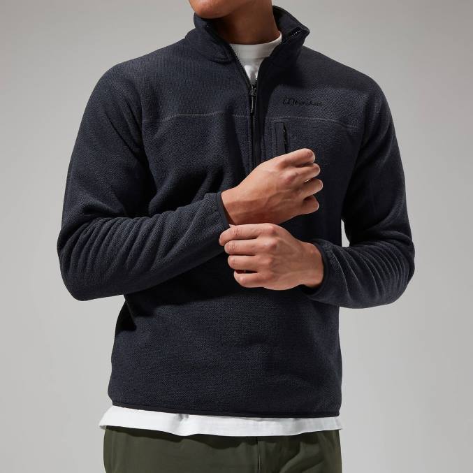 Berghaus moški stainton 2.0 polovična zadrga 6JTH119 oblačila Črna