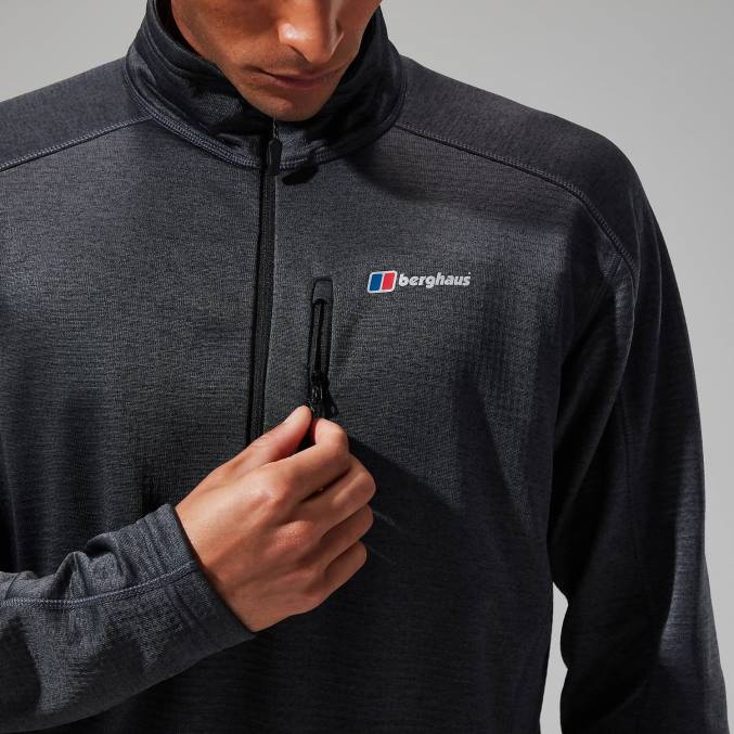 Berghaus moški urban spitzer pol zip 6JTH112 oblačila urb jet črne/sive črte