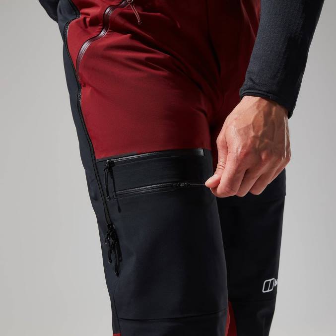 Berghaus moški mtn arete descend gtx hlače z oprsnikom 6JTH248 oblačila temno rdeča/črna