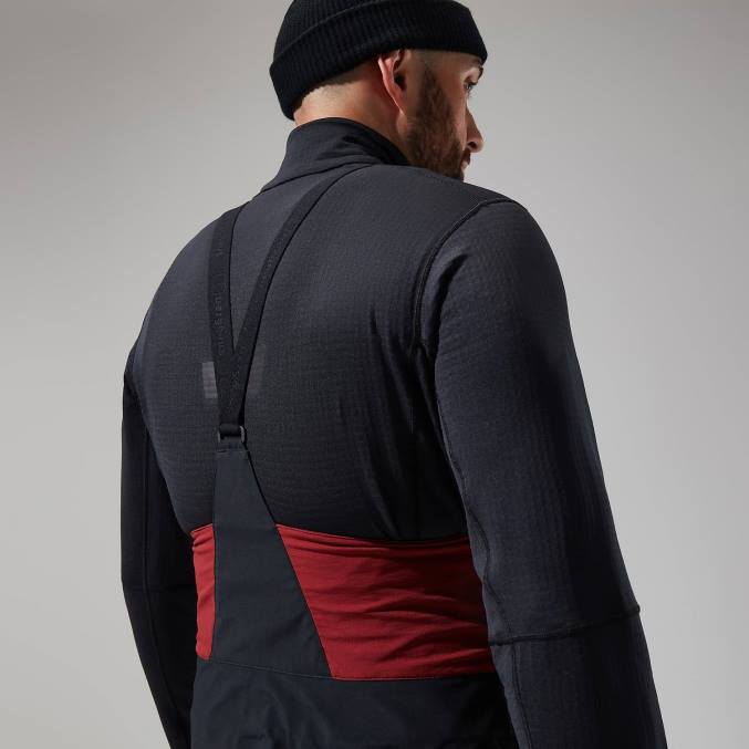 Berghaus moški mtn arete descend gtx hlače z oprsnikom 6JTH248 oblačila temno rdeča/črna