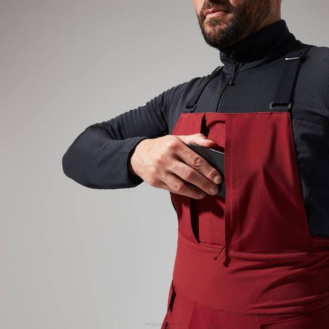 Berghaus moški mtn arete descend gtx hlače z oprsnikom 6JTH248 oblačila temno rdeča/črna