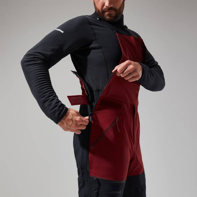 Berghaus moški mtn arete descend gtx hlače z oprsnikom 6JTH248 oblačila temno rdeča/črna