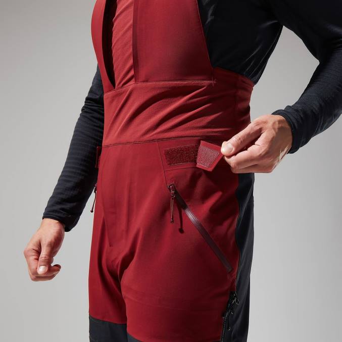 Berghaus moški mtn arete descend gtx hlače z oprsnikom 6JTH248 oblačila temno rdeča/črna