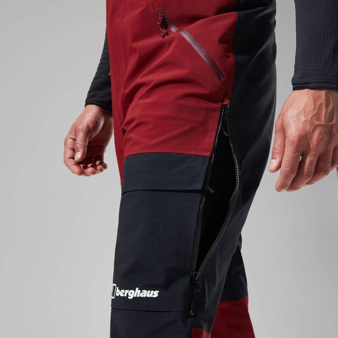 Berghaus moški mtn arete descend gtx hlače z oprsnikom 6JTH248 oblačila temno rdeča/črna