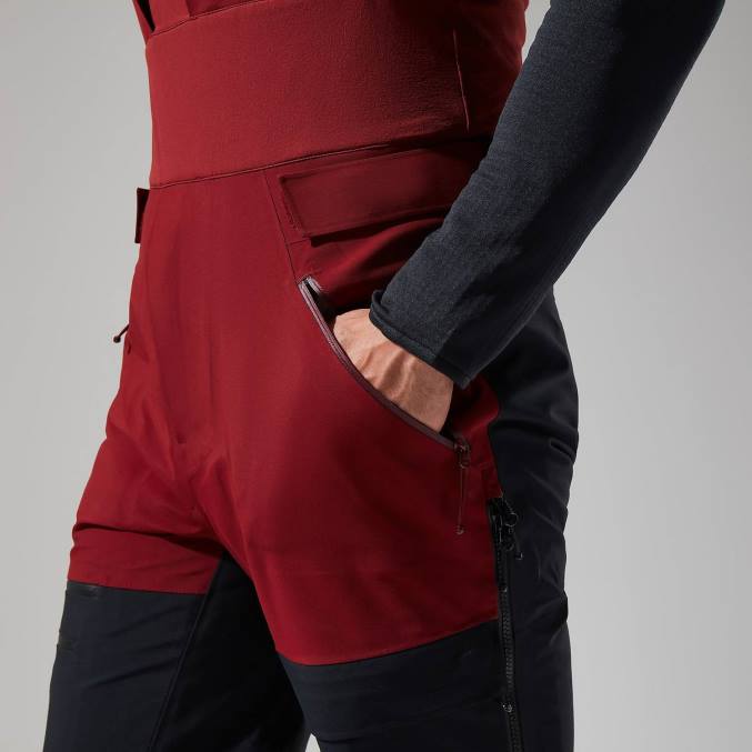 Berghaus moški mtn arete descend gtx hlače z oprsnikom 6JTH248 oblačila temno rdeča/črna