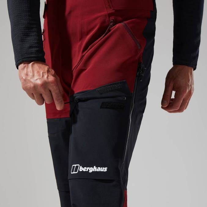Berghaus moški mtn arete descend gtx hlače z oprsnikom 6JTH248 oblačila temno rdeča/črna
