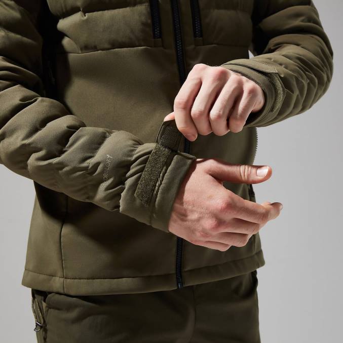 Berghaus moški theran hibridna jakna s kapuco 6JTH61 oblačila oljčna noč