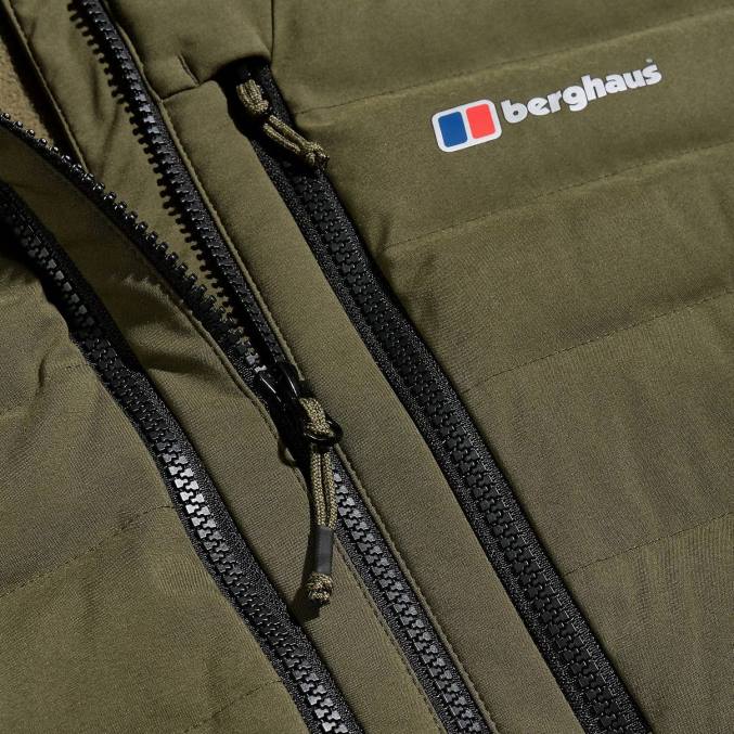 Berghaus moški theran hibridna jakna s kapuco 6JTH61 oblačila oljčna noč