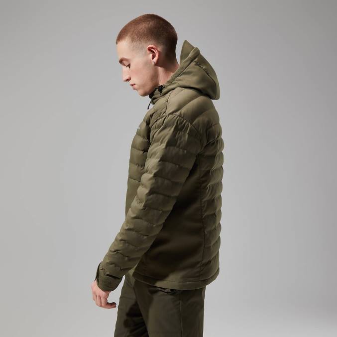 Berghaus moški theran hibridna jakna s kapuco 6JTH61 oblačila oljčna noč