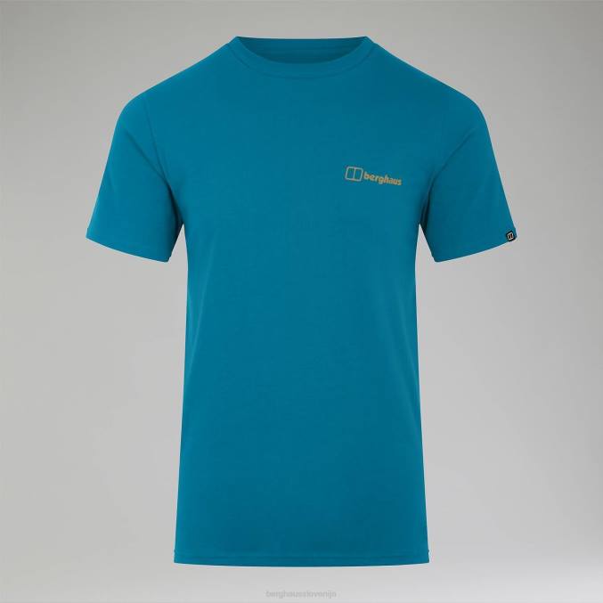 Berghaus moški majica s kratkimi rokavi z barvnim logotipom snowdon 6JTH189 oblačila temno turkizna