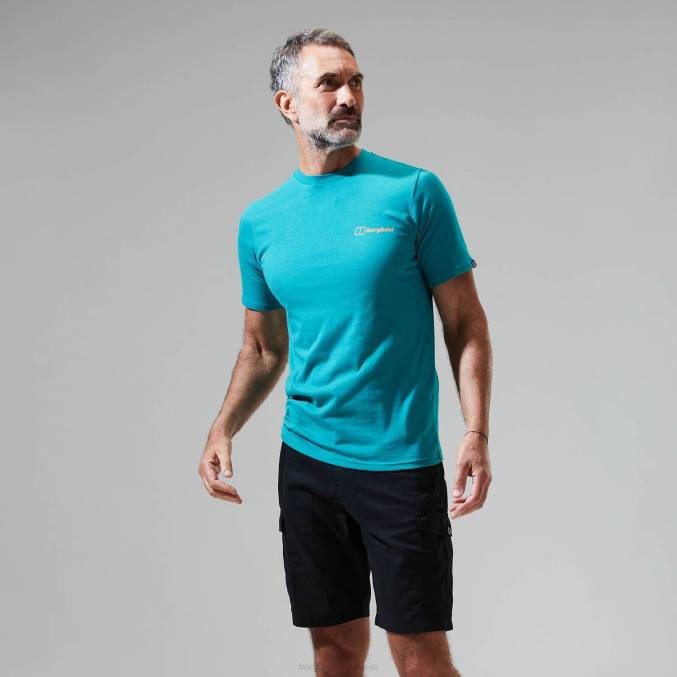 Berghaus moški majica s kratkimi rokavi z barvnim logotipom snowdon 6JTH189 oblačila temno turkizna