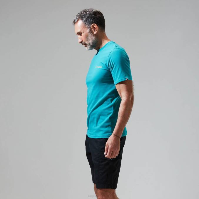 Berghaus moški majica s kratkimi rokavi z barvnim logotipom snowdon 6JTH189 oblačila temno turkizna