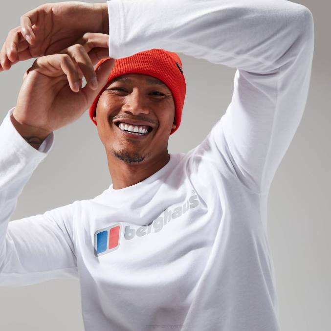 Berghaus moški majica z dolgimi rokavi z organskim velikim logotipom 6JTH218 oblačila bela