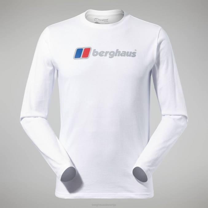 Berghaus moški majica z dolgimi rokavi z organskim velikim logotipom 6JTH218 oblačila bela