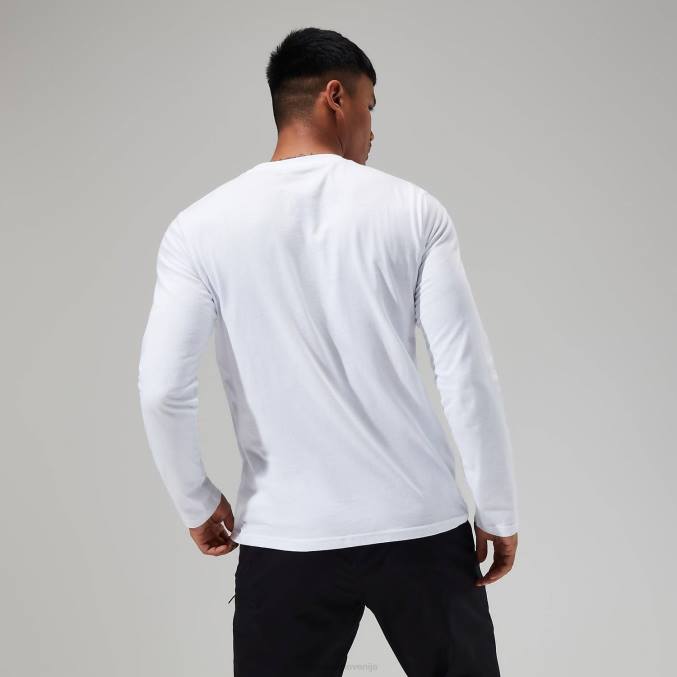 Berghaus moški majica z dolgimi rokavi z organskim velikim logotipom 6JTH218 oblačila bela