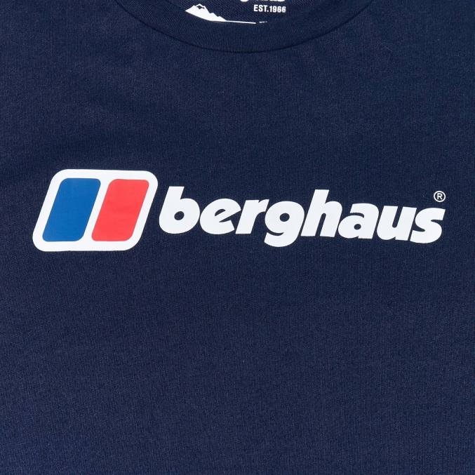 Berghaus moški majica z dolgimi rokavi z organskim velikim logotipom 6JTH219 oblačila temno modra