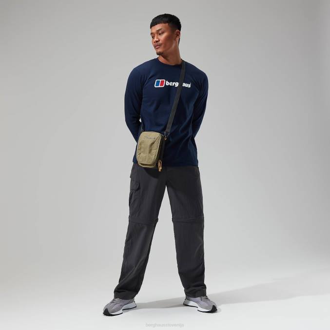 Berghaus moški majica z dolgimi rokavi z organskim velikim logotipom 6JTH219 oblačila temno modra