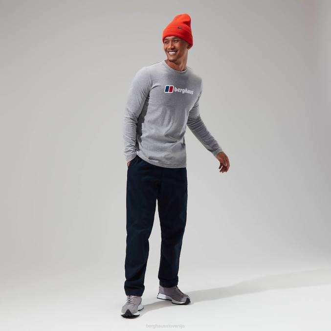 Berghaus moški majica z velikim logotipom z dolgimi rokavi 6JTH220 oblačila temno siva