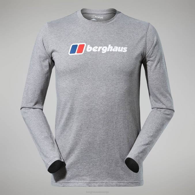 Berghaus moški majica z velikim logotipom z dolgimi rokavi 6JTH220 oblačila temno siva