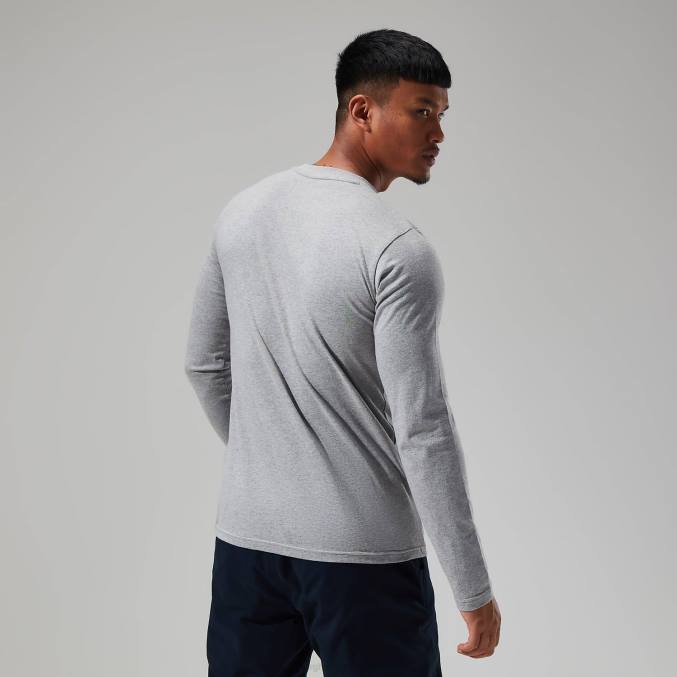 Berghaus moški majica z velikim logotipom z dolgimi rokavi 6JTH220 oblačila temno siva