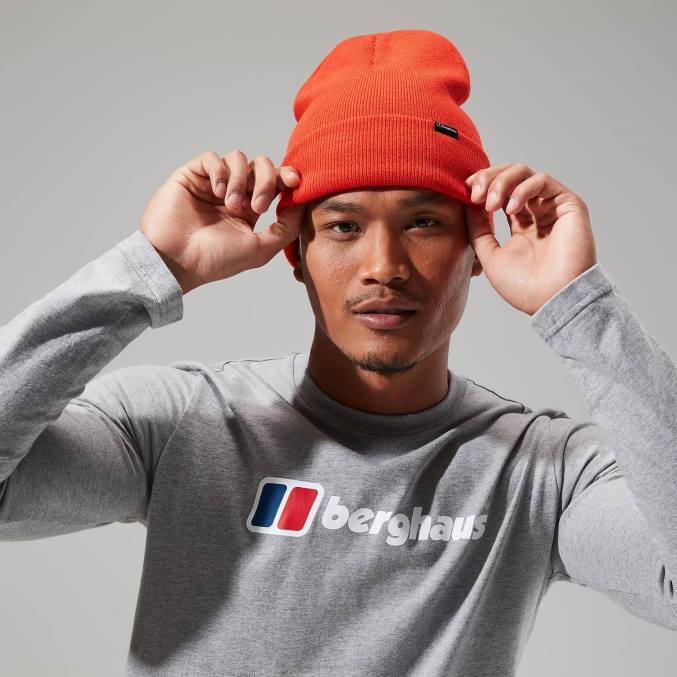 Berghaus moški majica z velikim logotipom z dolgimi rokavi 6JTH220 oblačila temno siva