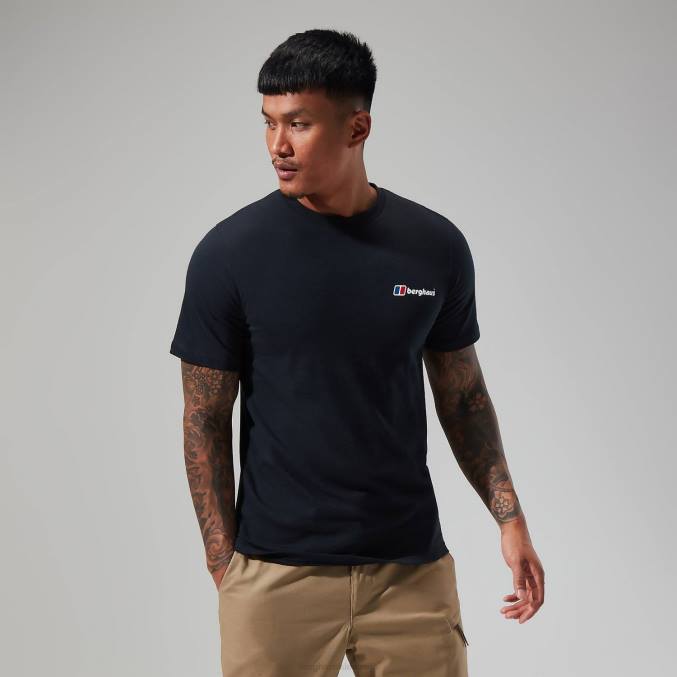Berghaus moški organska klasična majica z logotipom 6JTH209 oblačila Črna