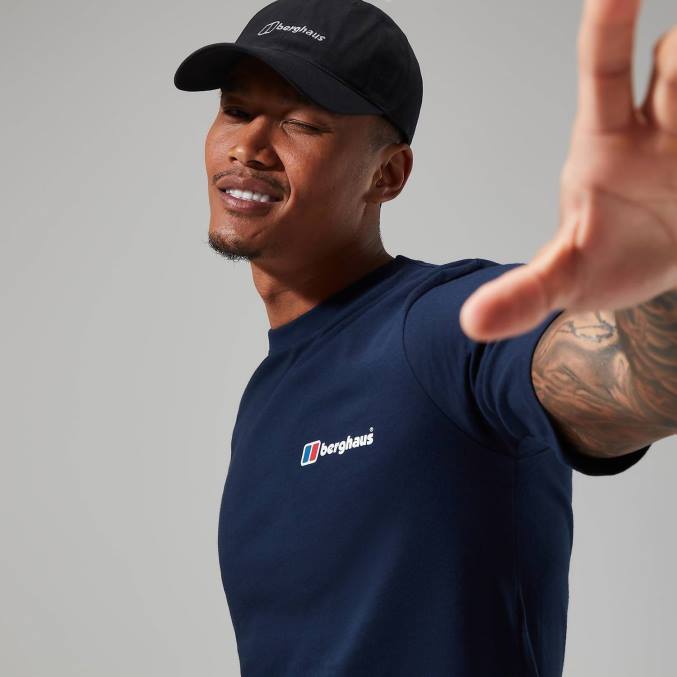 Berghaus moški organska klasična majica z logotipom 6JTH211 oblačila temno modra