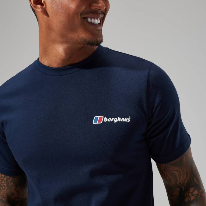 Berghaus moški organska klasična majica z logotipom 6JTH211 oblačila temno modra